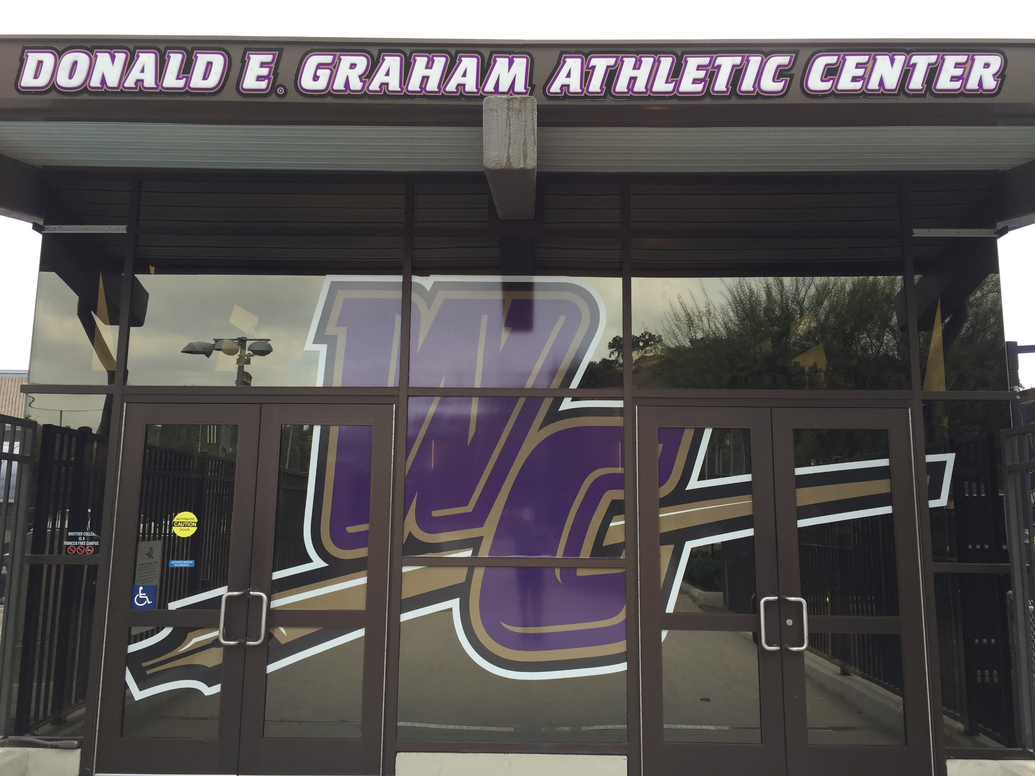 Layered lettering and one way view windows